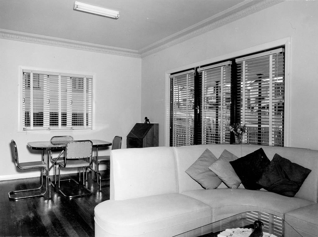 Living room decor, interior of Housing Commission dwelling, Wavell Heights - Brisbane