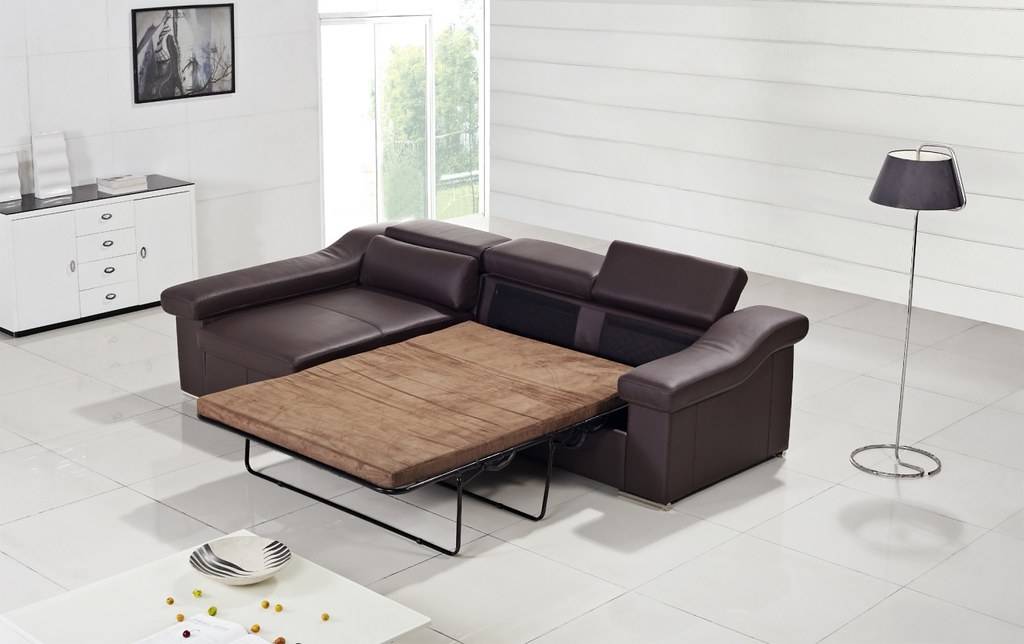 Modern Leather Sofa Bed furniture in Brown color - VGYIT136C