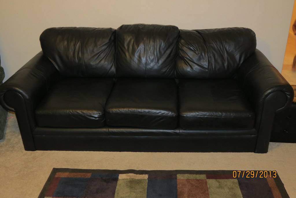 Black Leather couch (120)