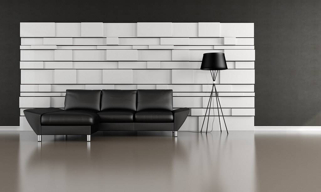black and white living room